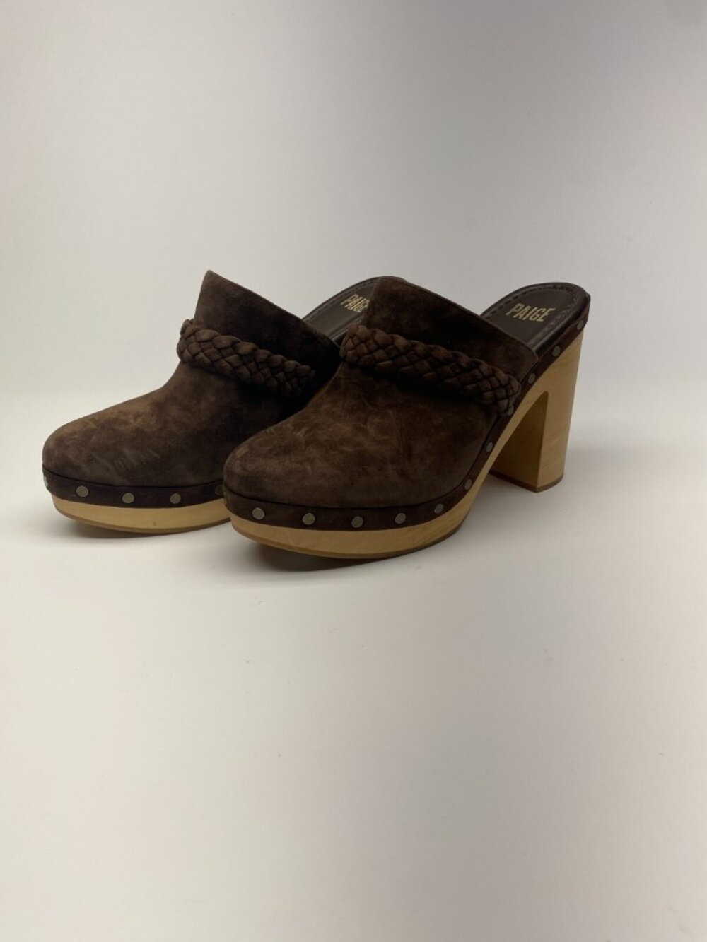 Paige  Womens Alex Brown Suede Platform Clog Sz 7.5